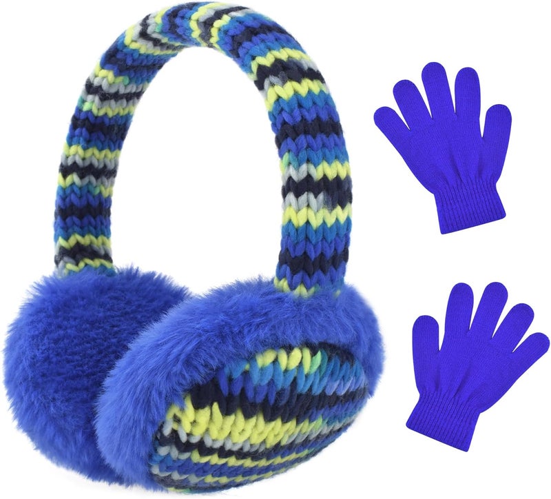 SEDUXI Kids Winter Ear Muffs with Gloves Set - Plush Knit Earmuffs & Mittens, Adjustable Soft Ear Warmers for Boys Girls 3-16 Years - Image 1